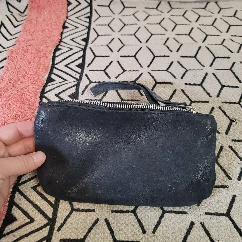 CoFi Metallic Black Sparkle Wristlet Pouch